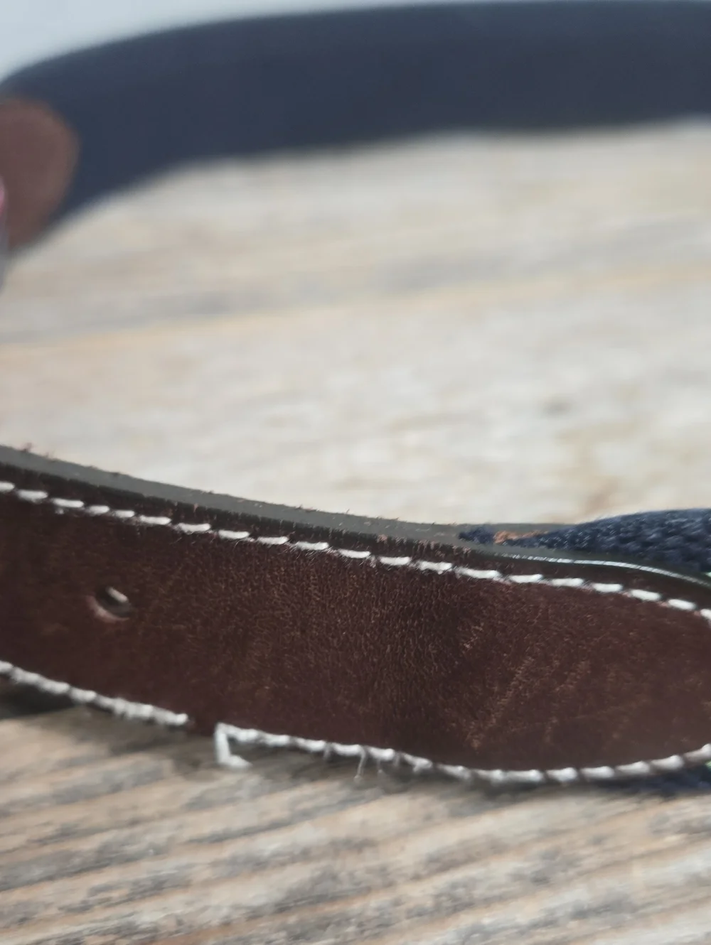Vineyard Vines Leather And Fabric Green Silk Shamrock Belt